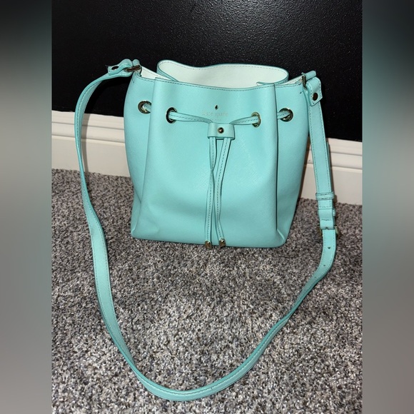 Kate spade teal drawstring crossbody bucket bag - Picture 1 of 11